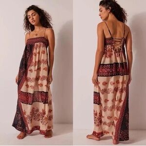 Free People Bali Saltwater Floral
Patchwork Maxi Slip Dress
